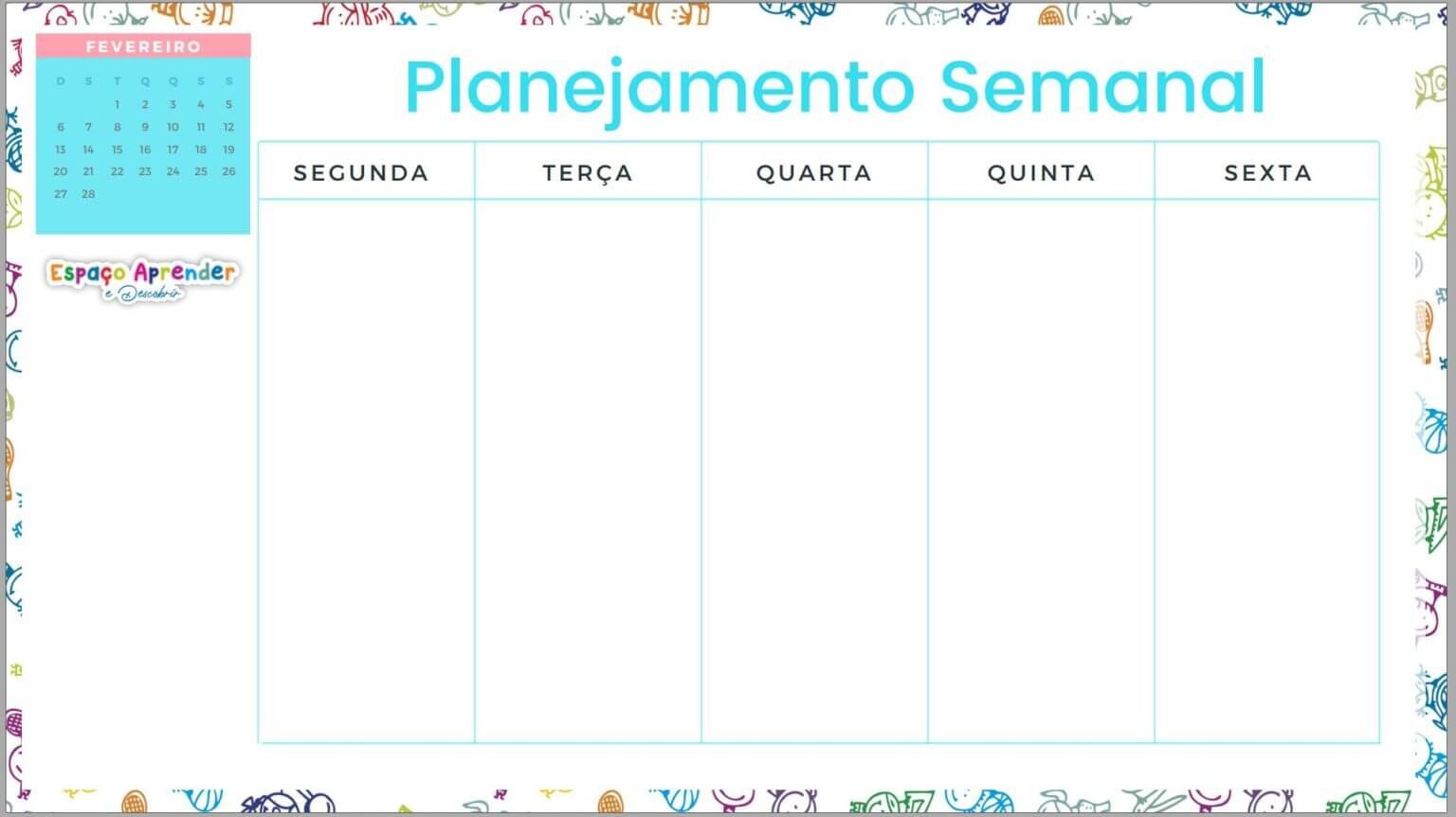 Planilha de Planejamento Semanal Para Professores | Espaço Aprender e ...