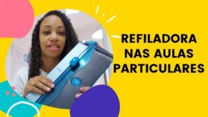 Usando a refiladora para cortar nossas atividades pedagógicas das aulas particulares reforço escolar